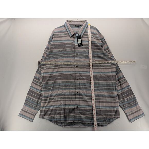 NWT TravisMathew Cloud Flannel Stripe Button-Up in Elderberry/Plum size XL - Picture 7 of 7